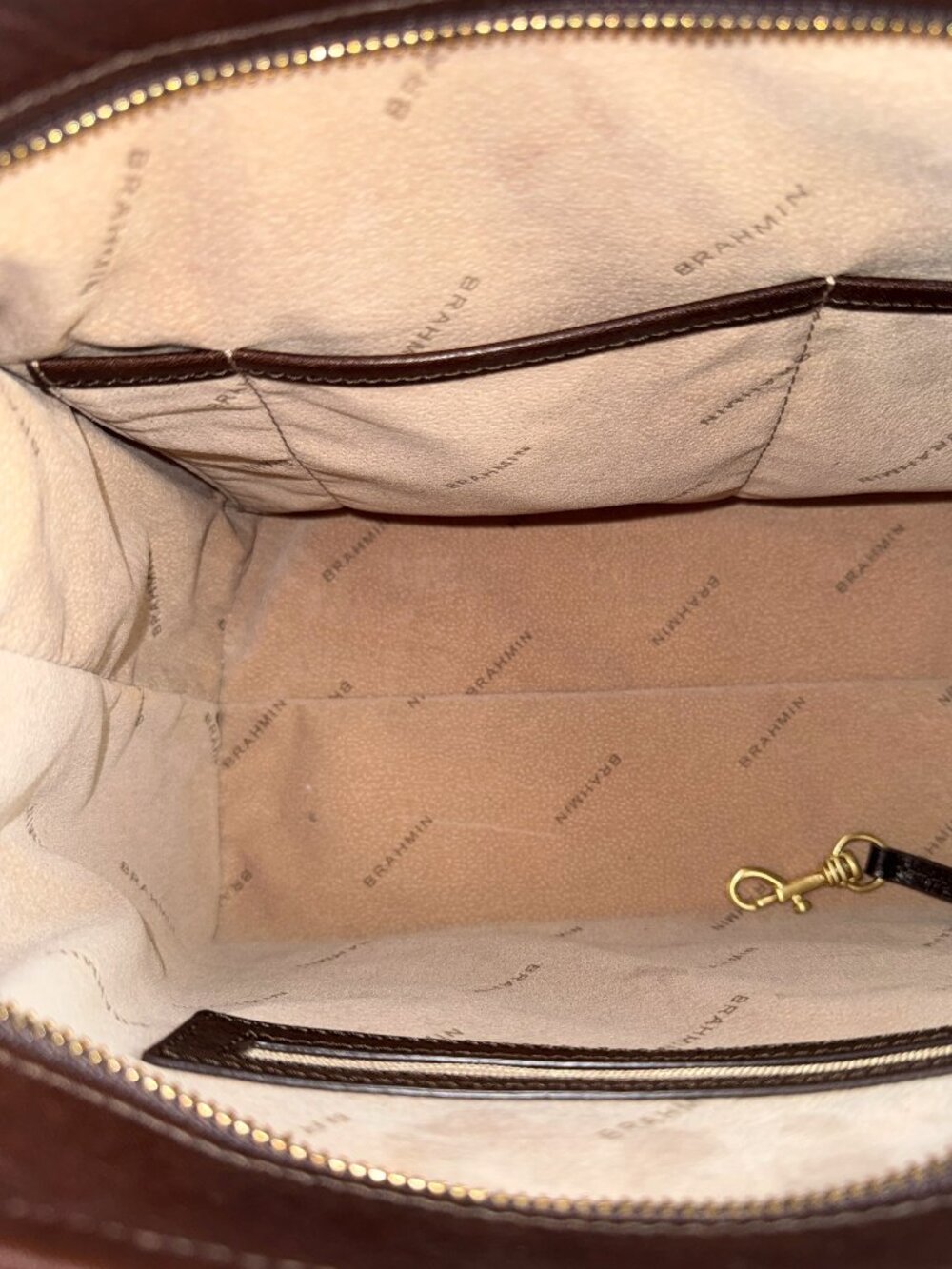 Brahmin Schooner Sand Westport Rare Smooth Italian Leather Satchel Bag - Picture 14 of 15